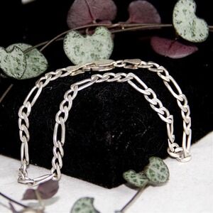 Vintage Sterling Silver 925 Figaro Link Chain Bracelet 8 Inch 4.6mm Mens Jewelry